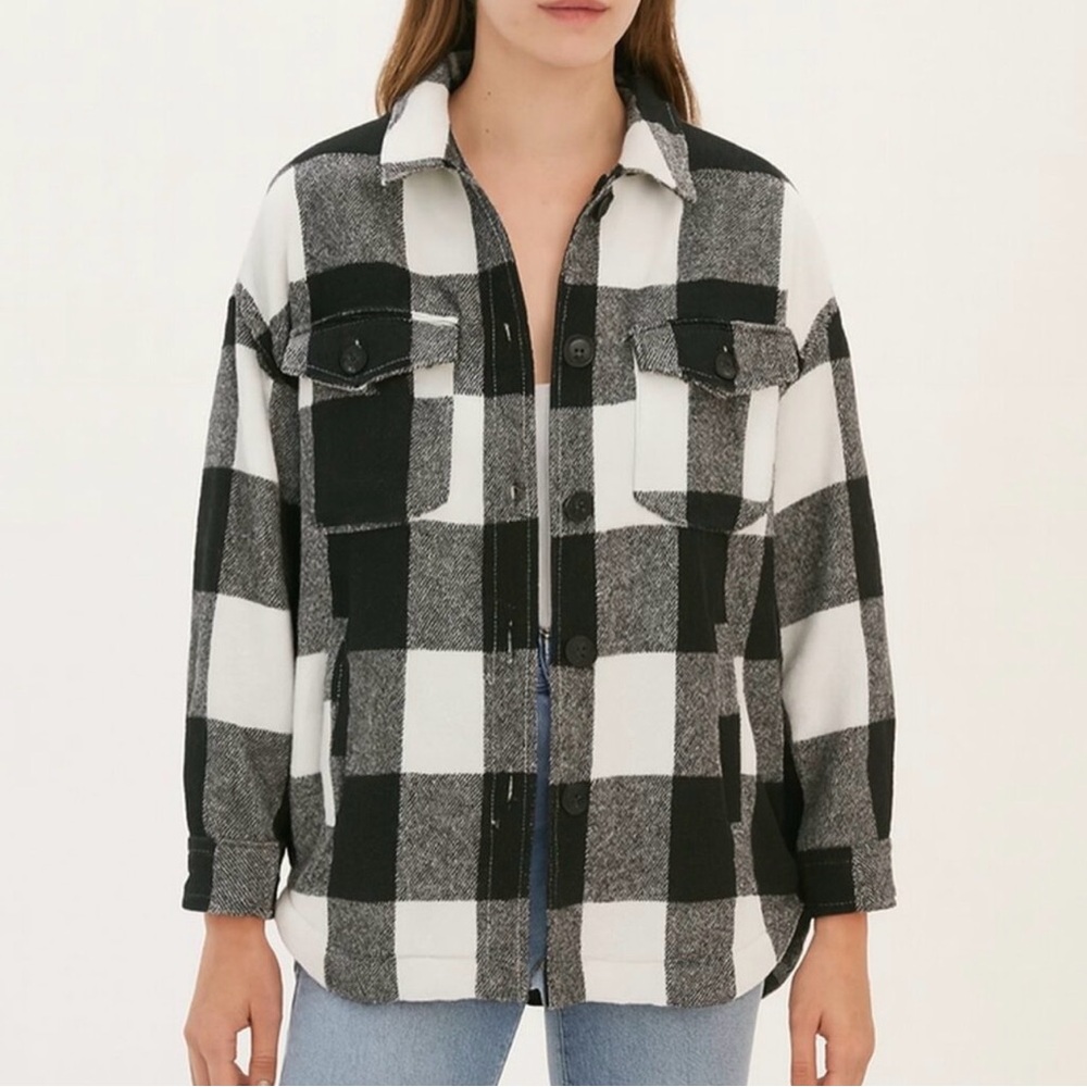 Lucky Brand Black and White Plaid Shacket